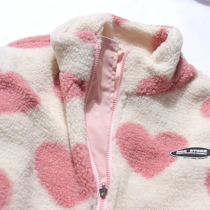 Caterina | Cappotto in Pelliccia con Cuori Multicolore