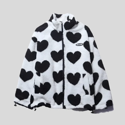 Caterina | Cappotto in Pelliccia con Cuori Multicolore