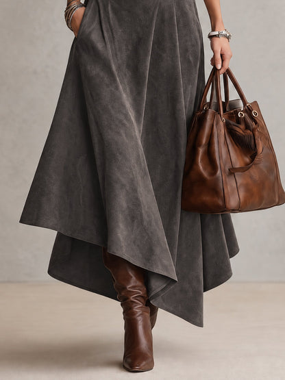 MARTINA | Completo Top Dolcevita e Gonna Midi Asimmetrica con Cintura