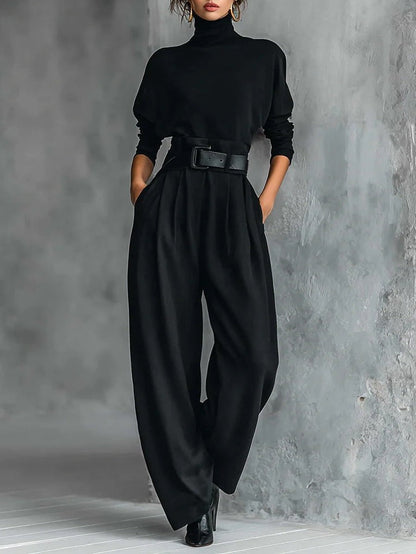 Doveline | Completo Maglione a Collo Alto e Pantaloni a Gamba Larga