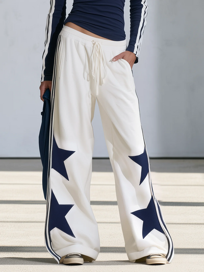 VANNA | Completo Top a Stelle e Pantalone Ampio Blu Navy