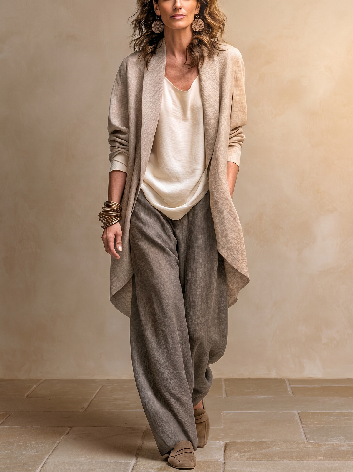 STEFANIA | Completo Tre Pezzi Giacca, Top e Pantalone Palazzo